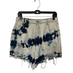 Signature 8  Womens Distressed Cotton Tie Dye High Rise Denim Shorts Size M